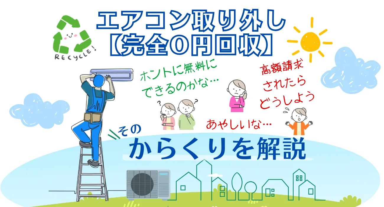 エアコン取り外し【完全O円回収】ホントに無料にできるのかな…あやしいな…高額請求されたらどうしよう・・・ご安心ください！そのからくりを解説｜ハローネットのリサイクル